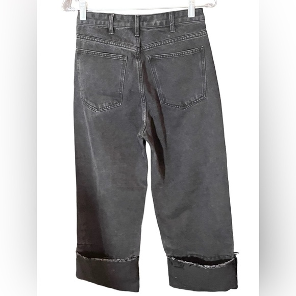 Women’s Wide leg Jeans Black Sz 28 Raw Released Hem NWT 100% Cotton Gianni Bini - Picture 2 of 2